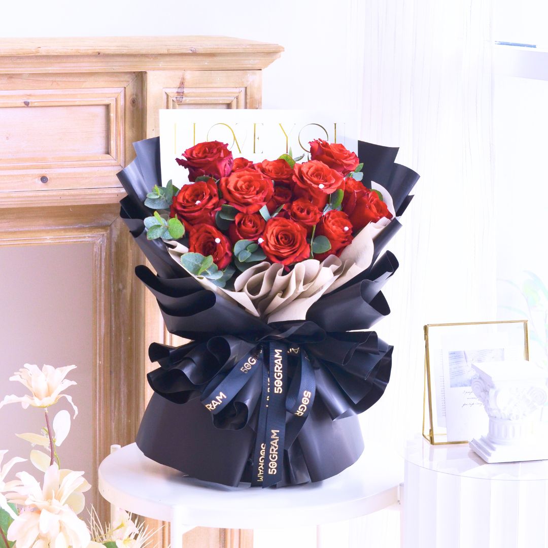 Ebony Love Red Roses Hand Bouquet image 8