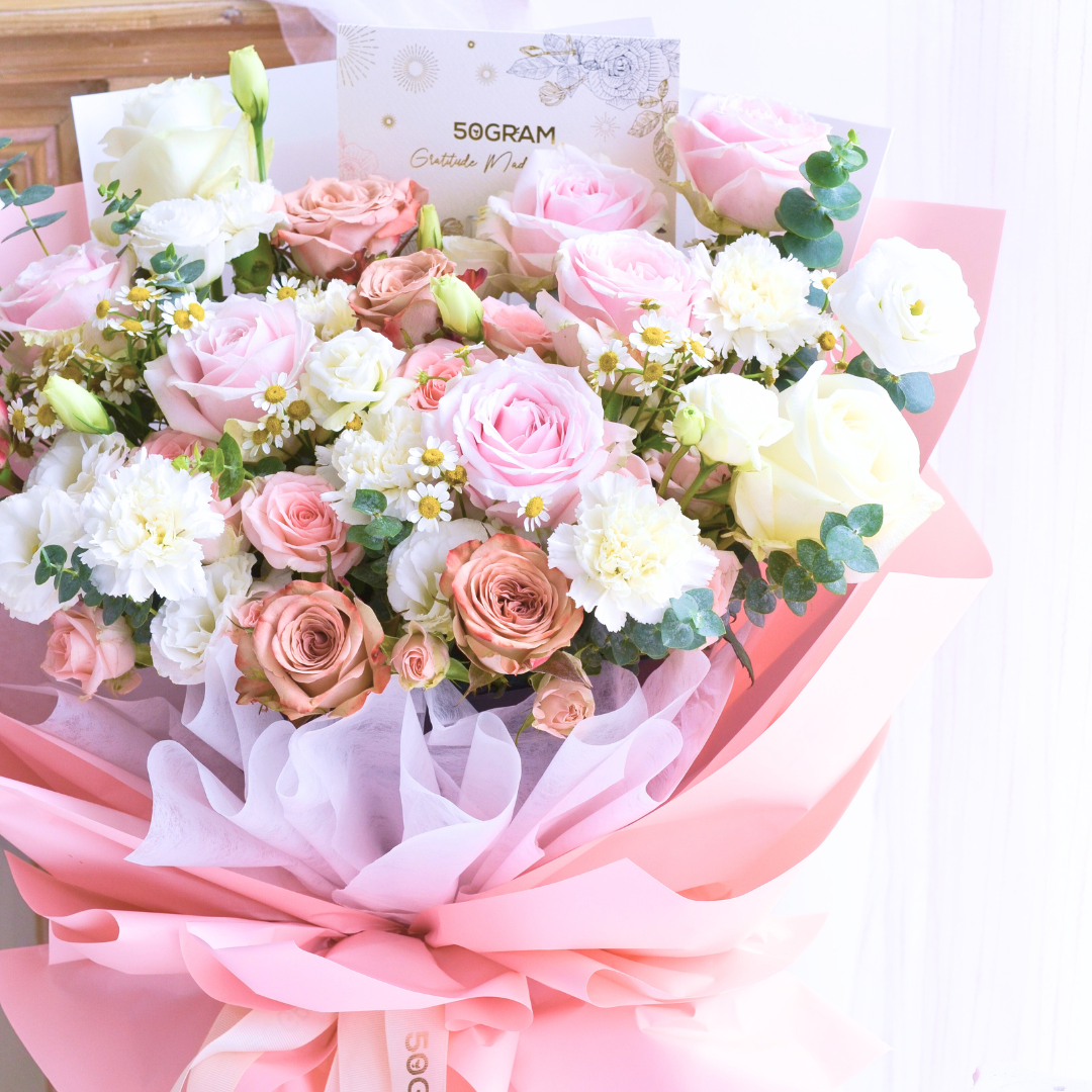 Love Bonds Pink Roses Hand Bouquet image 6