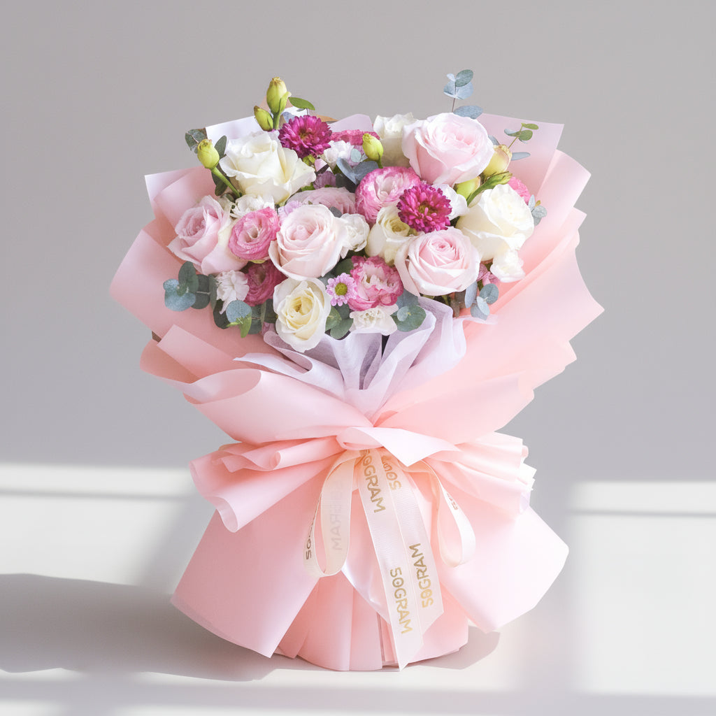 Rosy Embrace Pink Rose Hand Bouquet image 0