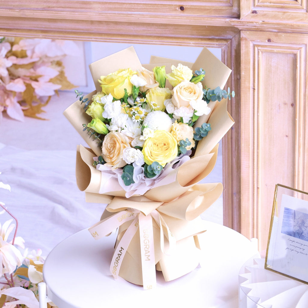 Yellow Serenade Yellow Rose Hand Bouquet image 6