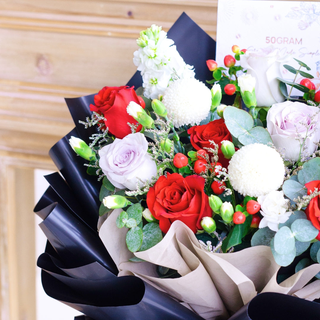 Moonlit Love Red Roses Hand Bouquet image 14