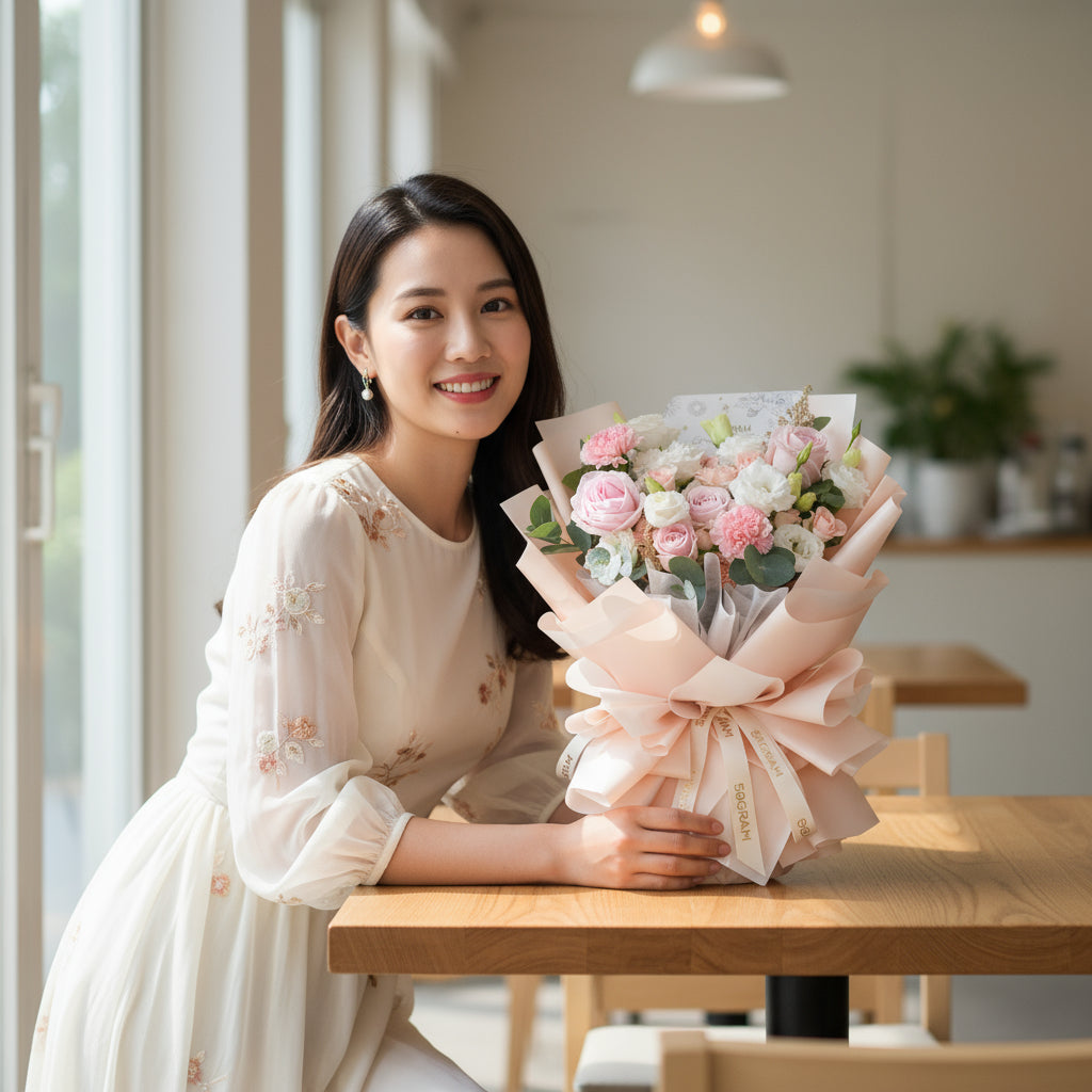 Amore Blossom Pink Rose Hand Bouquet image 2