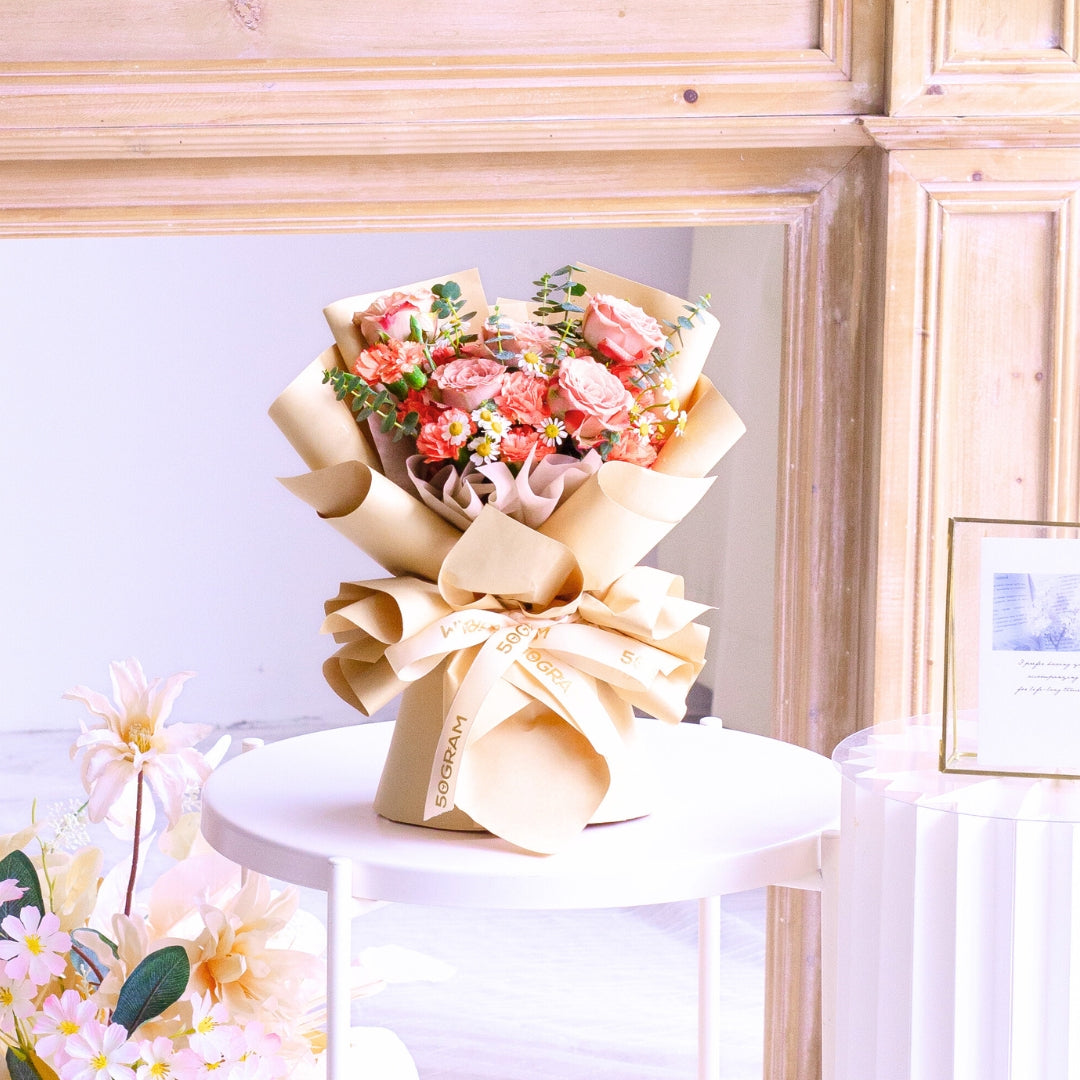 Sunrise Charm Cappuccino Rose Hand Bouquet image 4