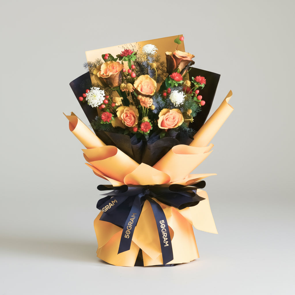 Pumpkin Kiss Orange Roses Hand Bouquet image 0