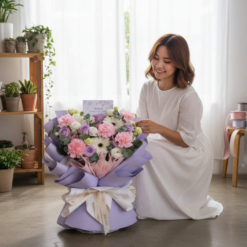 Garden of Gratitude Lilac Pink Hand Bouquet image 1