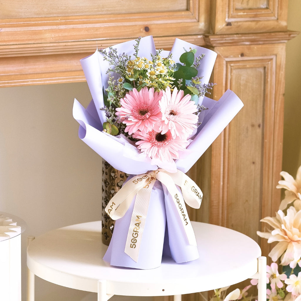 Adore Lite Pink Daisy Hand Bouquet image 5