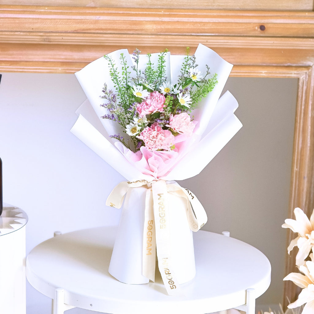 Dainty Glow Pink Carnation Hand Bouquet image 3