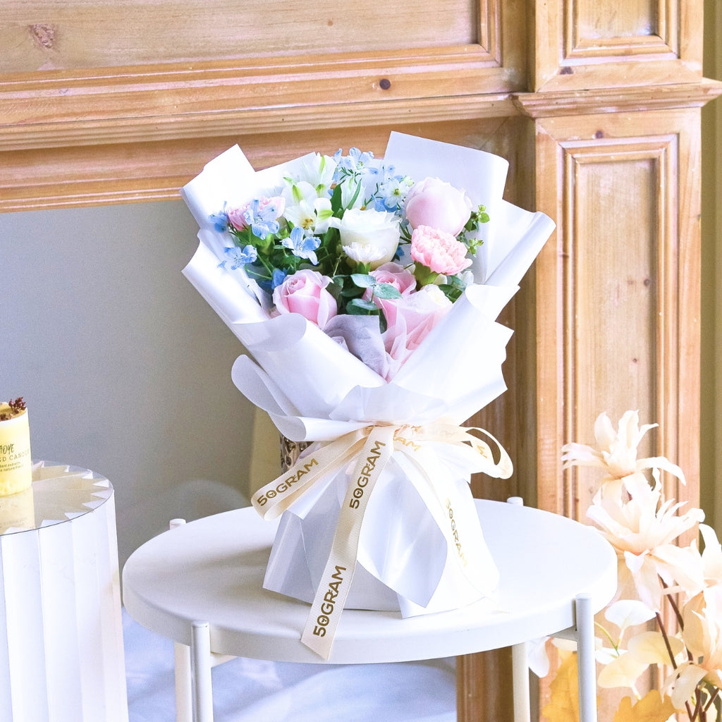 Cotton Kiss Pink Roses Hand Bouquet image 8