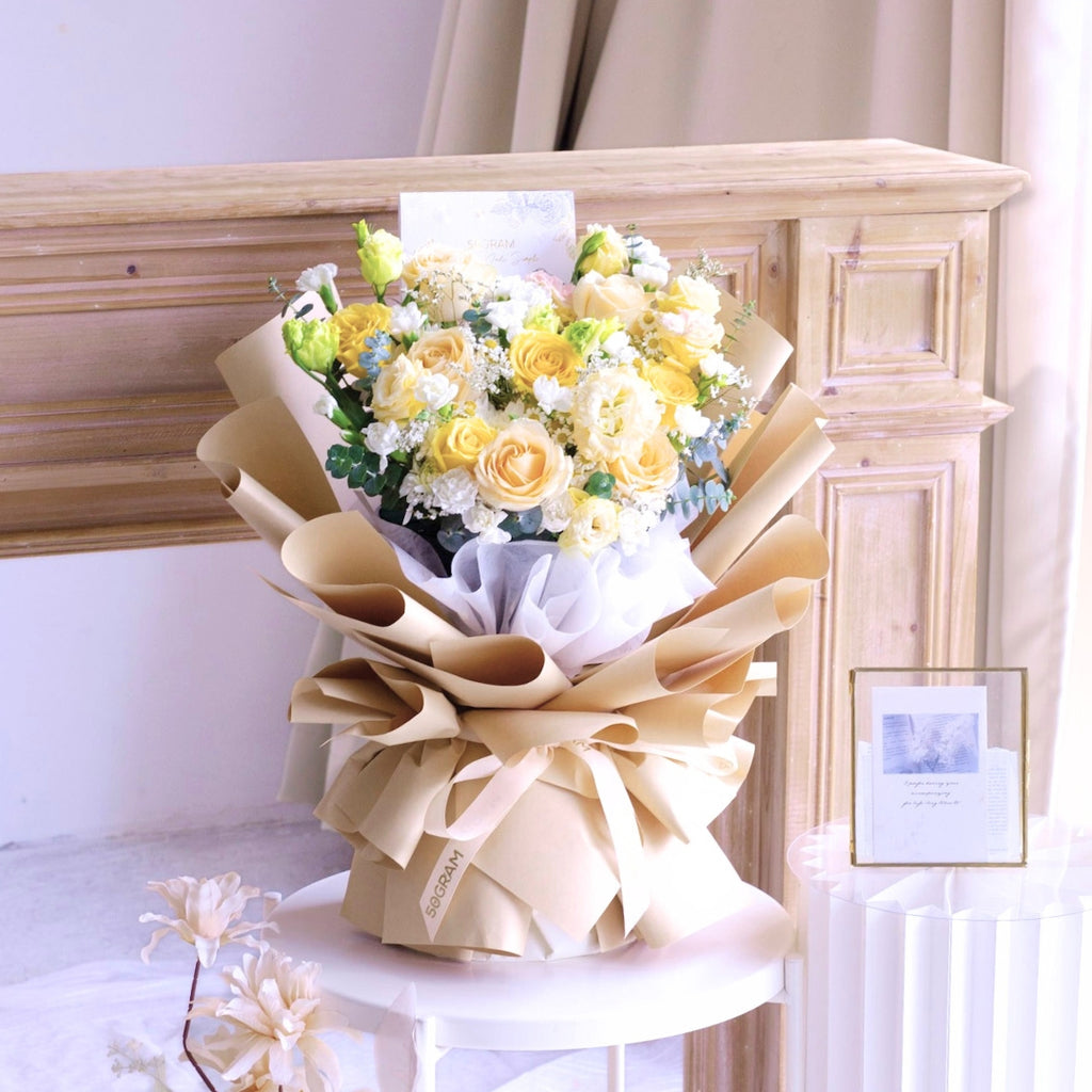 Yellow Serenade Yellow Rose Hand Bouquet image 14