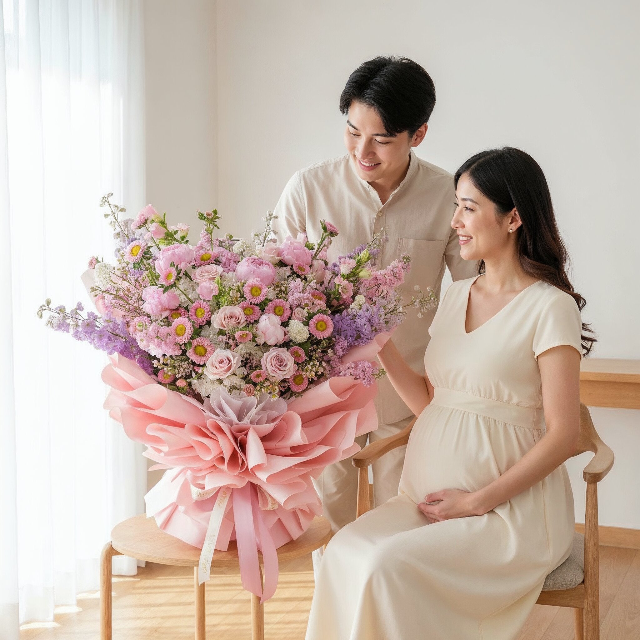 Noble Bloom Pink Roses Hand Bouquet image 2