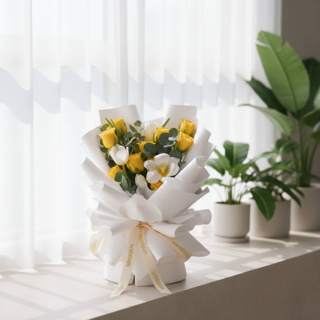 Ivory Delight Yellow Roses Hand Bouquet image 1