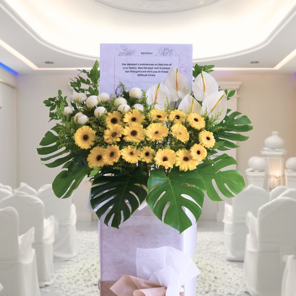 Golden Serenade | Condolences Flower Stand image 3