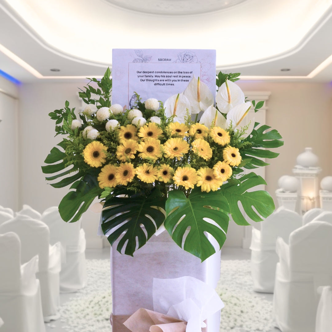 Golden Serenade | Condolences Flower Stand image 3