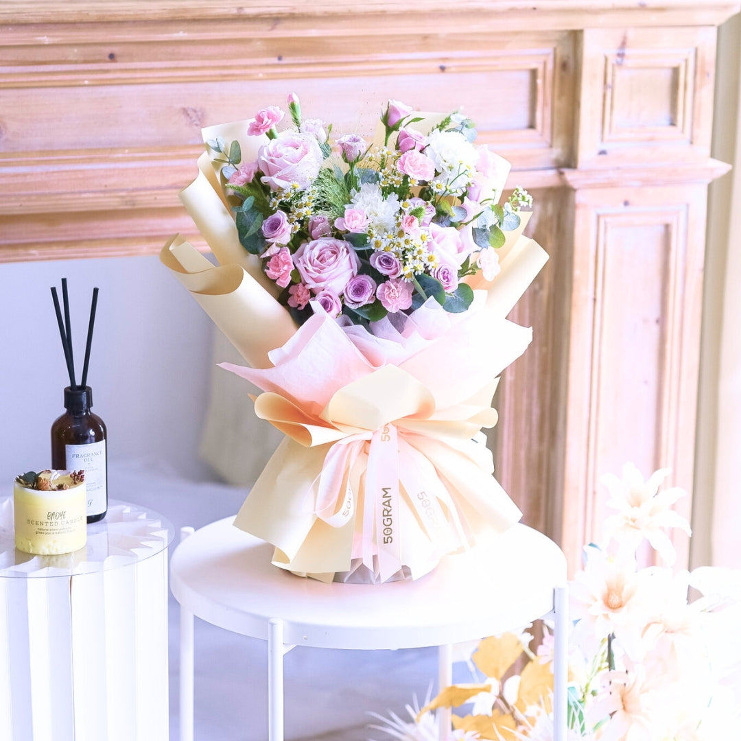 Velvet Nude Pink Roses Hand Bouquet image 10