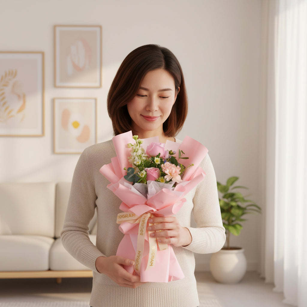 Rosy Crown Women's Day Mini Hand Bouquet image 1