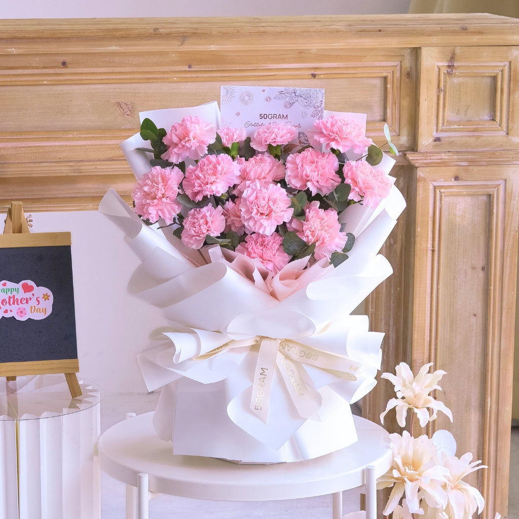 Blooming Heart Pink Carnation Hand Bouquet - Medium image 3