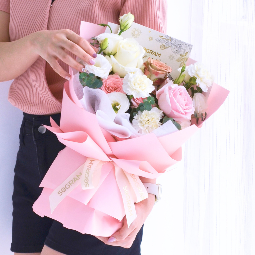 Love Bonds Pink Roses Hand Bouquet image 14