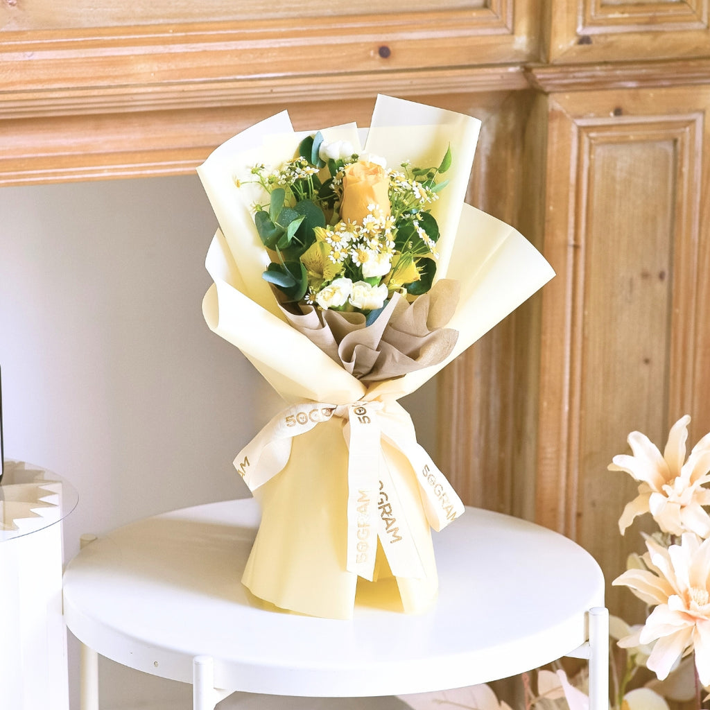 Honey Hug Yellow Rose Hand Bouquet image 4