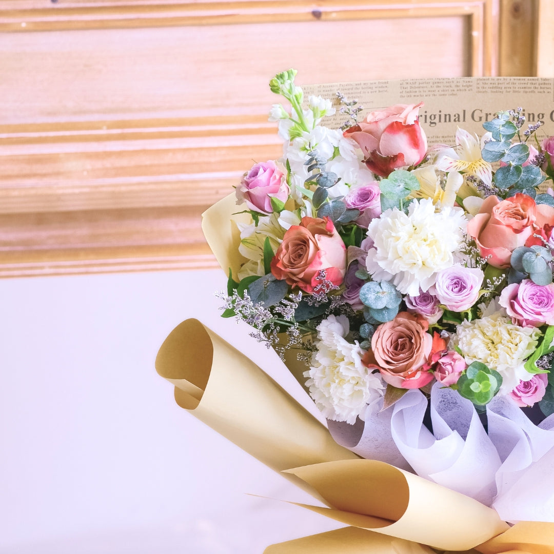 Burlap Kiss Cappuccinno Rose Hand Bouquet image 9
