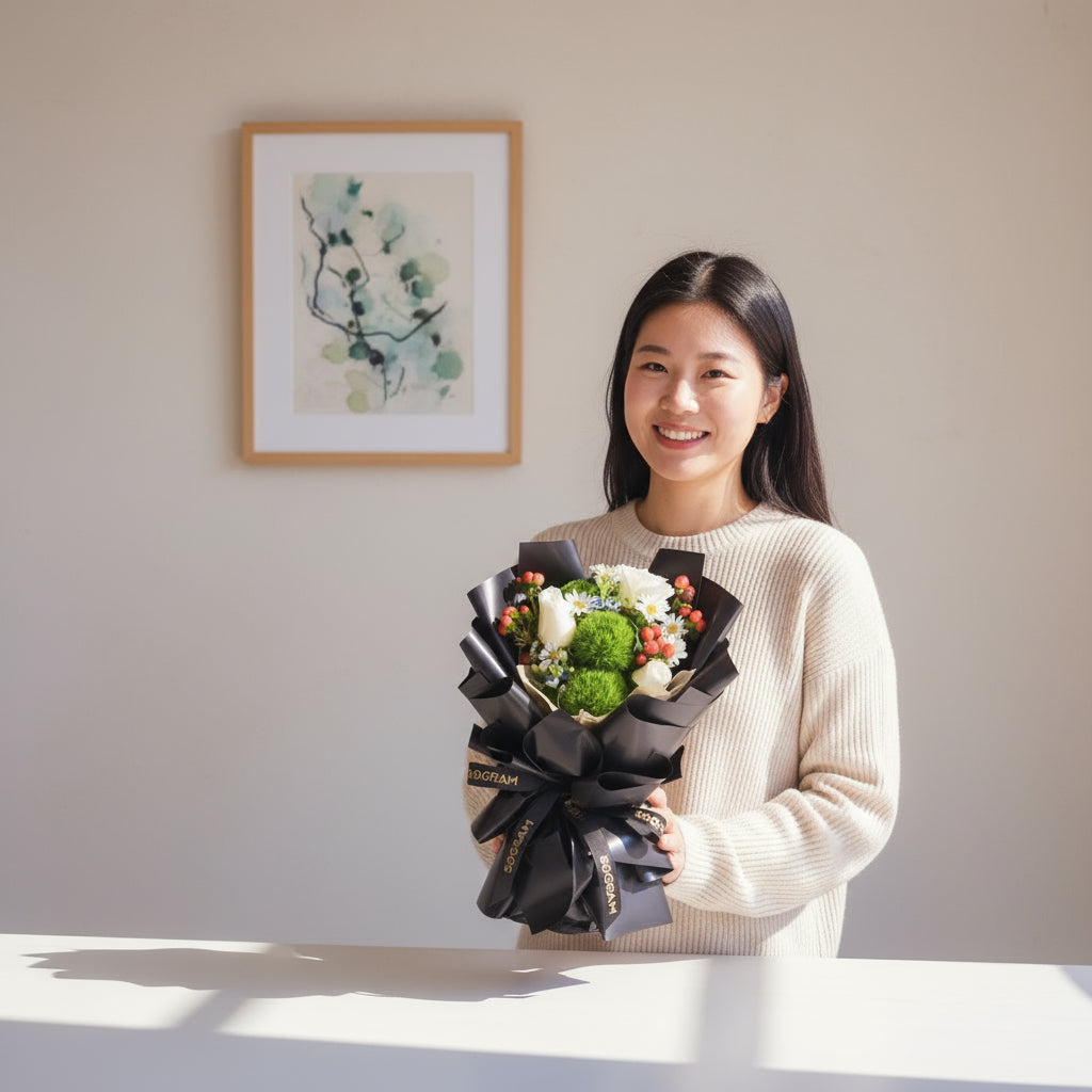 Verdant Elegance Hand Bouquet - Regular image 1