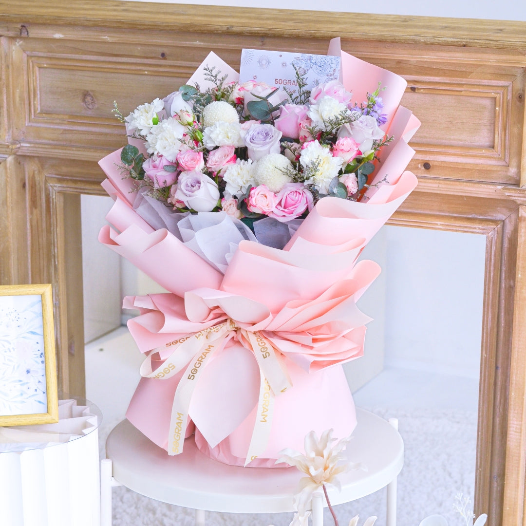 Starry Love Pink Roses Hand Bouquet image 11