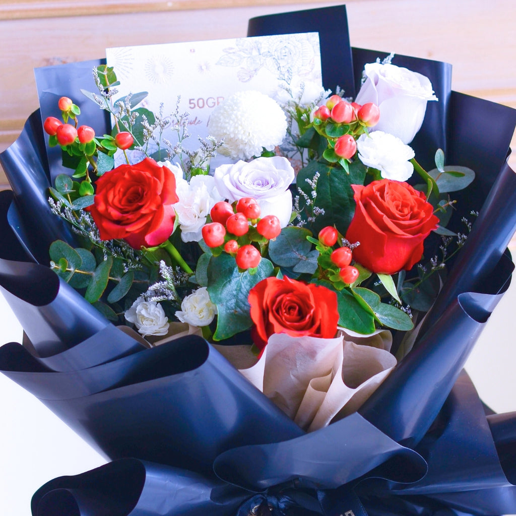 Moonlit Love Red Roses Hand Bouquet image 10