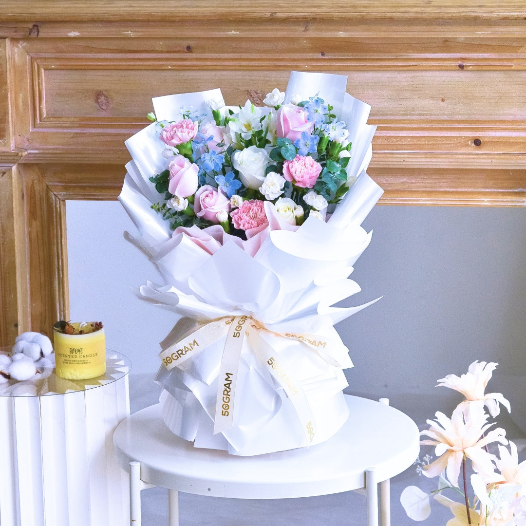 Cotton Kiss Pink Roses Hand Bouquet image 4