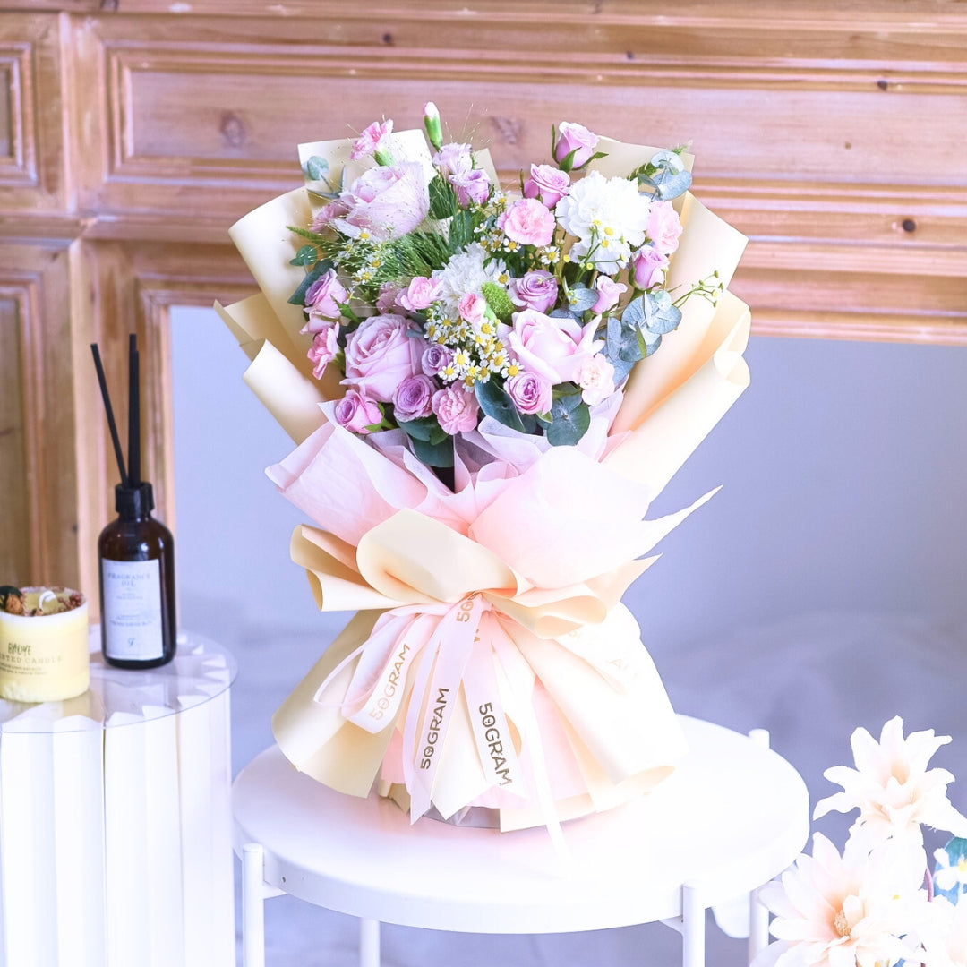 Velvet Nude Pink Roses Hand Bouquet image 11