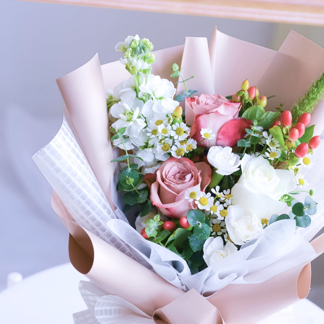 Neutral Muse Cappuccino Roses Hand Bouquet image 18