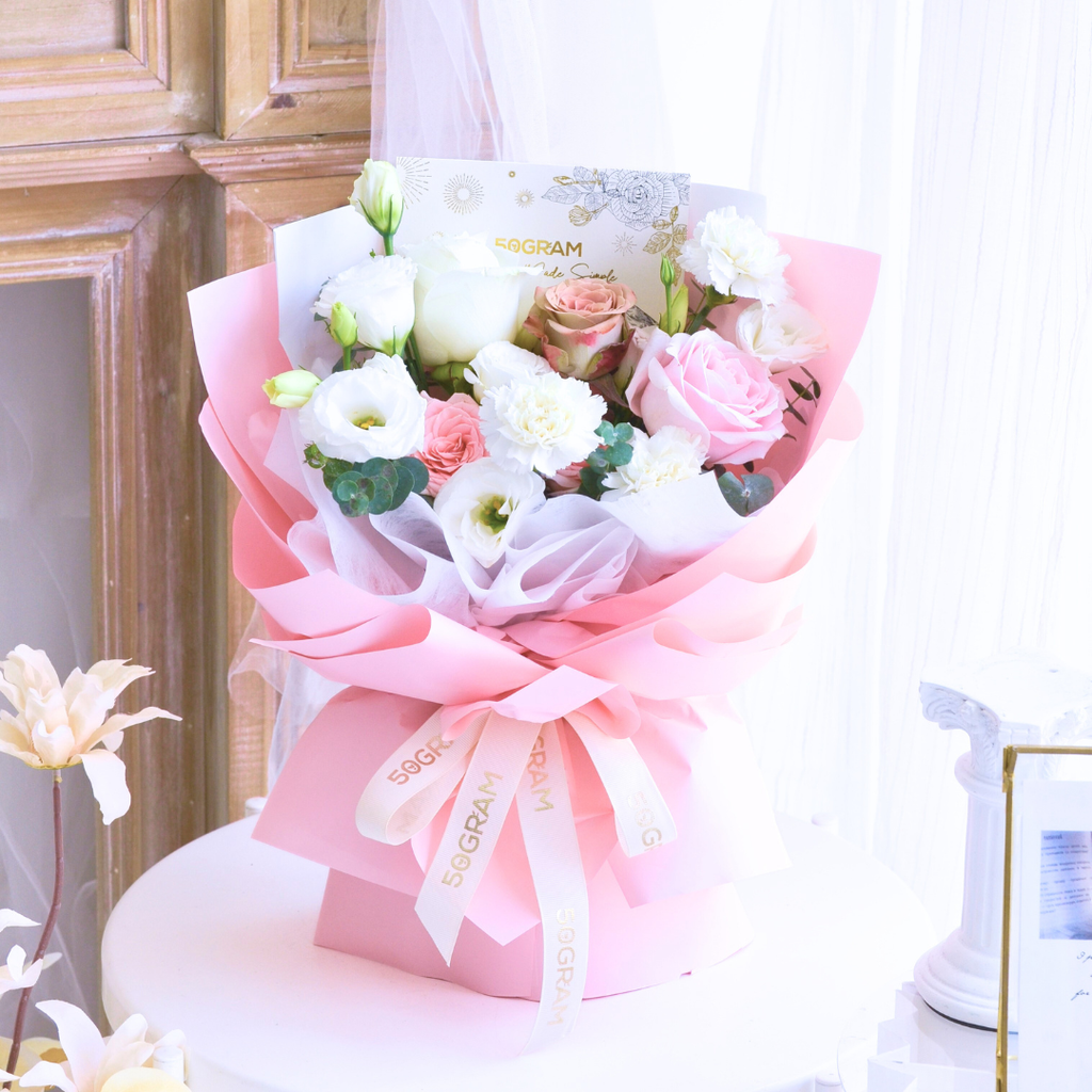 Love Bonds Pink Roses Hand Bouquet image 15