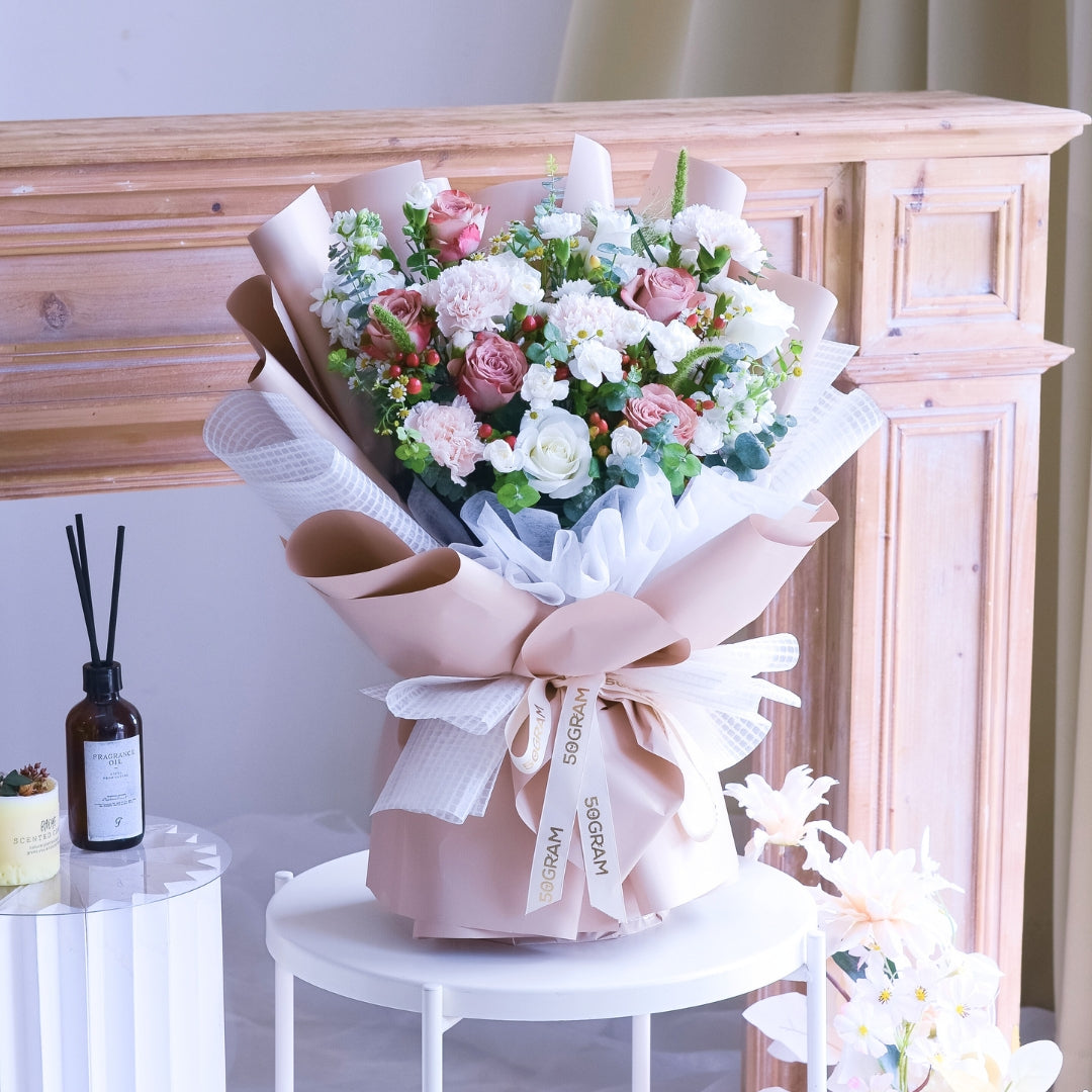 Neutral Muse Cappuccino Roses Hand Bouquet image 6