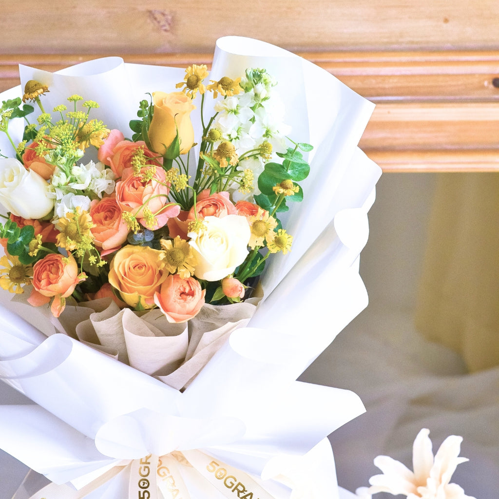 Bright Hue Yellow Roses Hand Bouquet image 6
