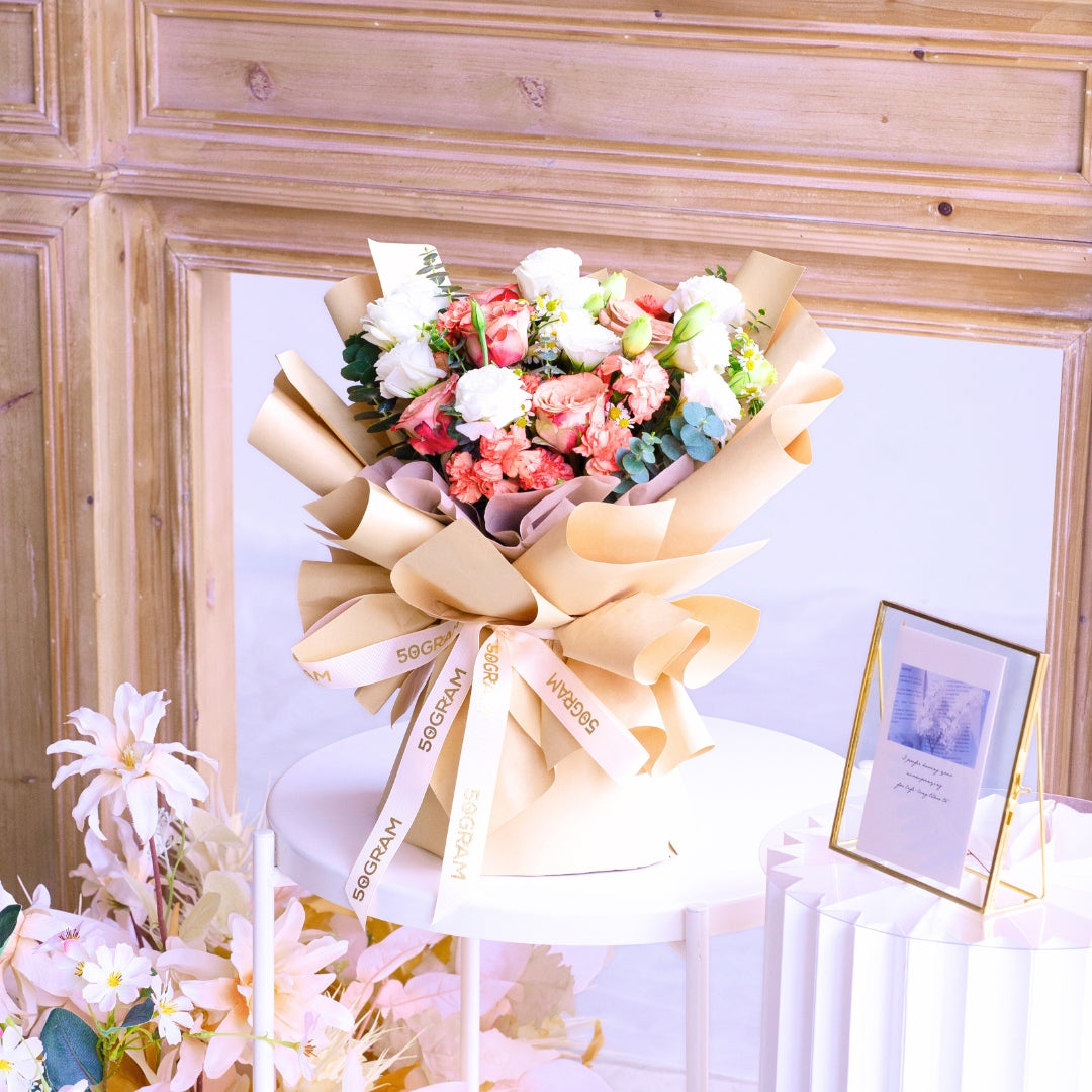 Sunrise Charm Cappuccino Rose Hand Bouquet image 14