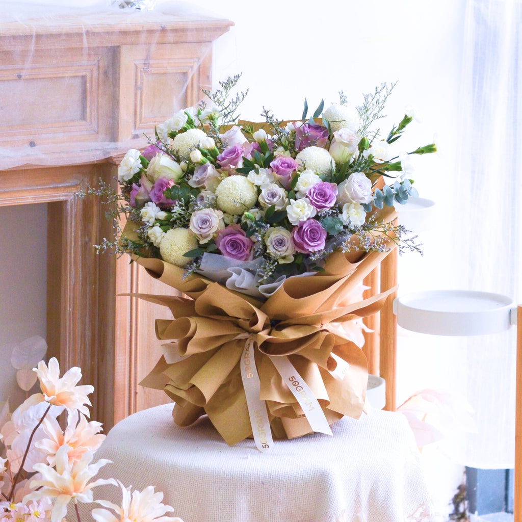 Mauve Elegance Purple Roses Hand Bouquet image 3