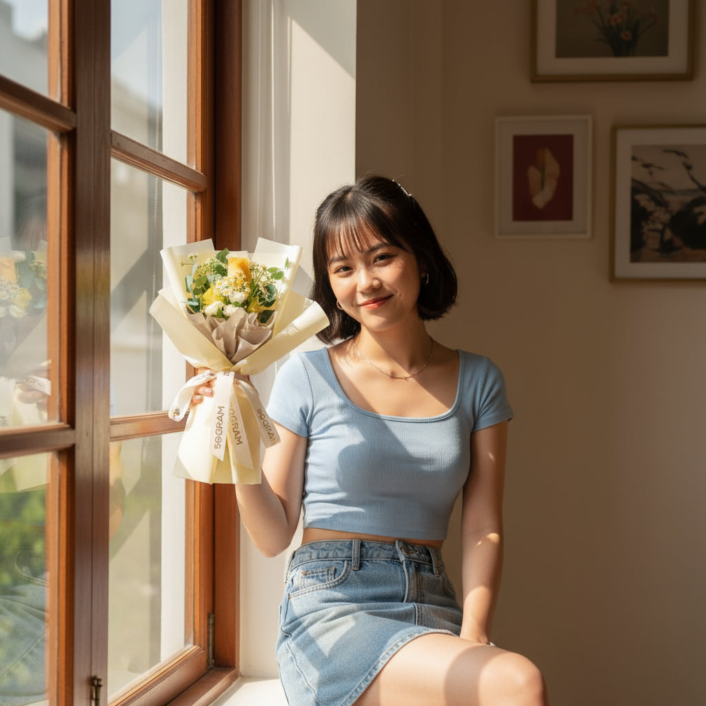Honey Hug Yellow Rose Hand Bouquet image 1