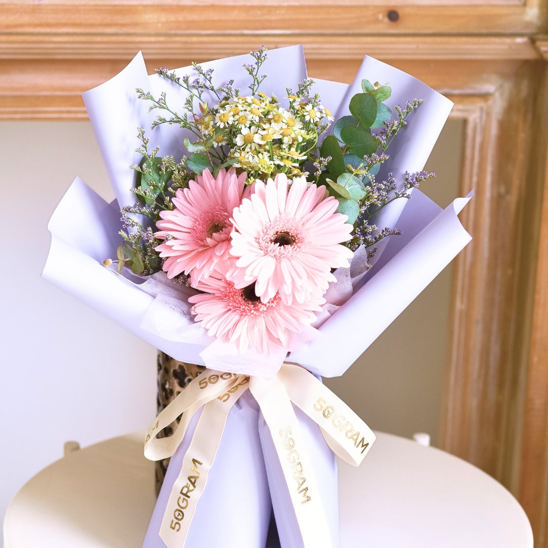 Adore Lite Pink Daisy Hand Bouquet image 6