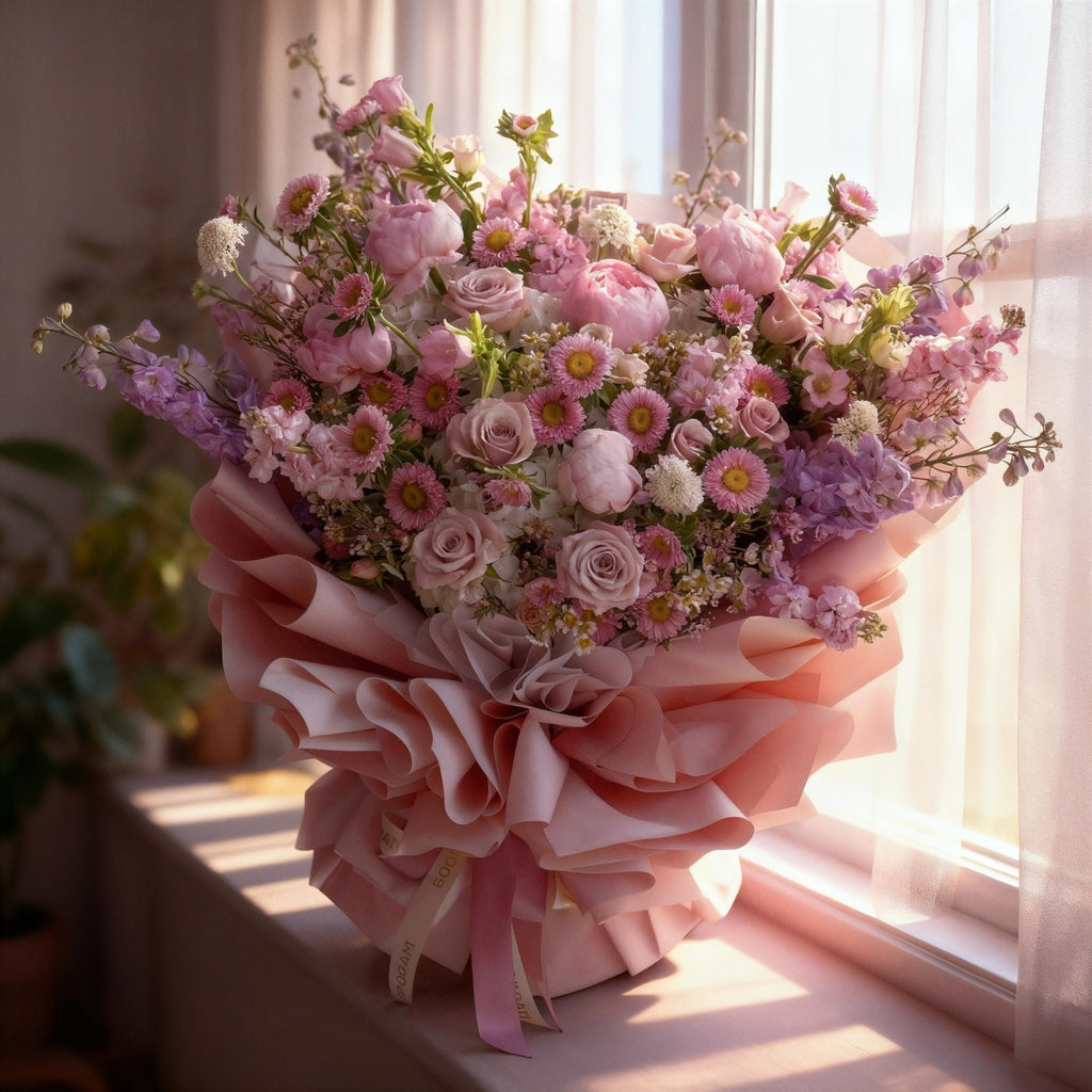 Noble Bloom Pink Roses Hand Bouquet image 1