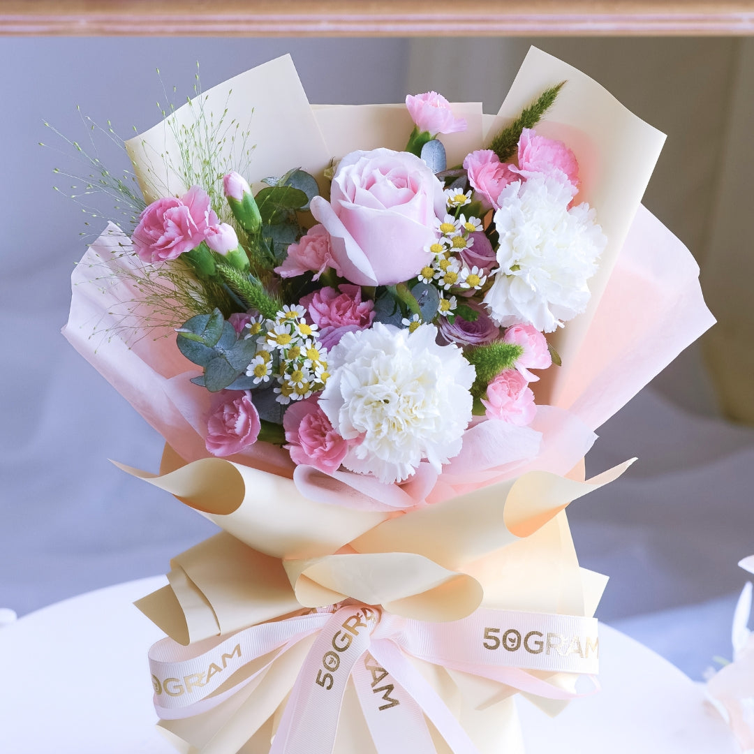Velvet Nude Pink Roses Hand Bouquet image 9