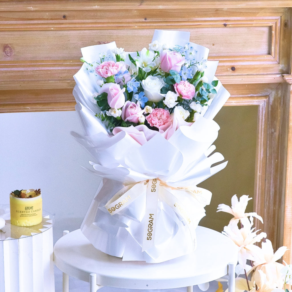 Cotton Kiss Pink Roses Hand Bouquet image 5