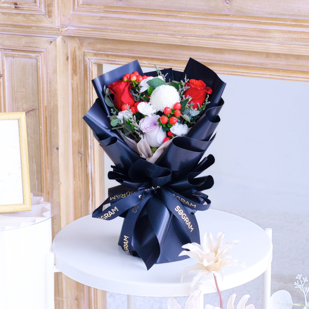 Moonlit Love Red Roses Hand Bouquet image 6