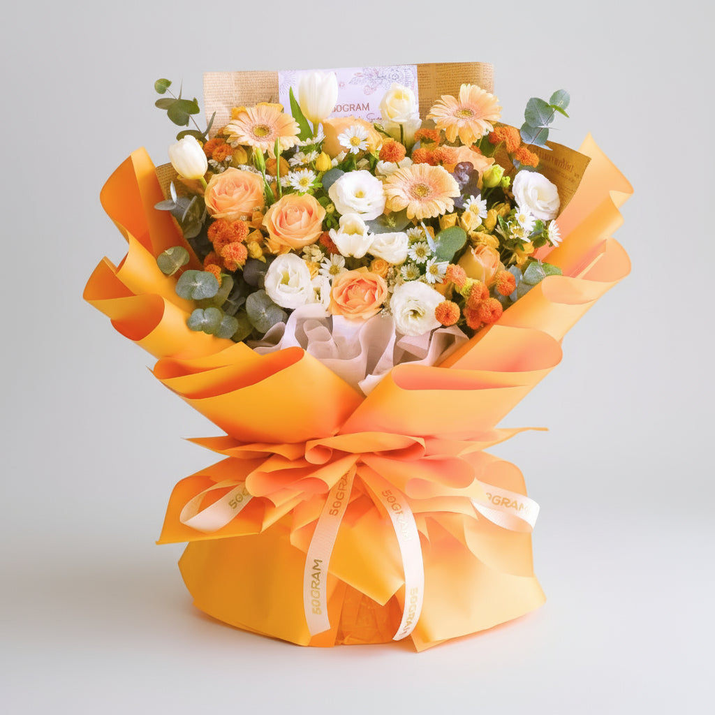 Sunset Symphony Champagne Roses Hand Bouquet image 0