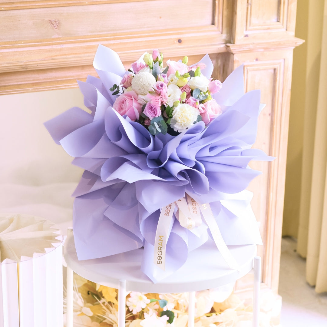 Purple Whirl Round Shape Hand Bouquet image 6